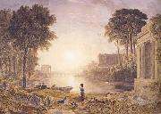 George Barret Classical Landscape Sunset (mk47) oil on canvas